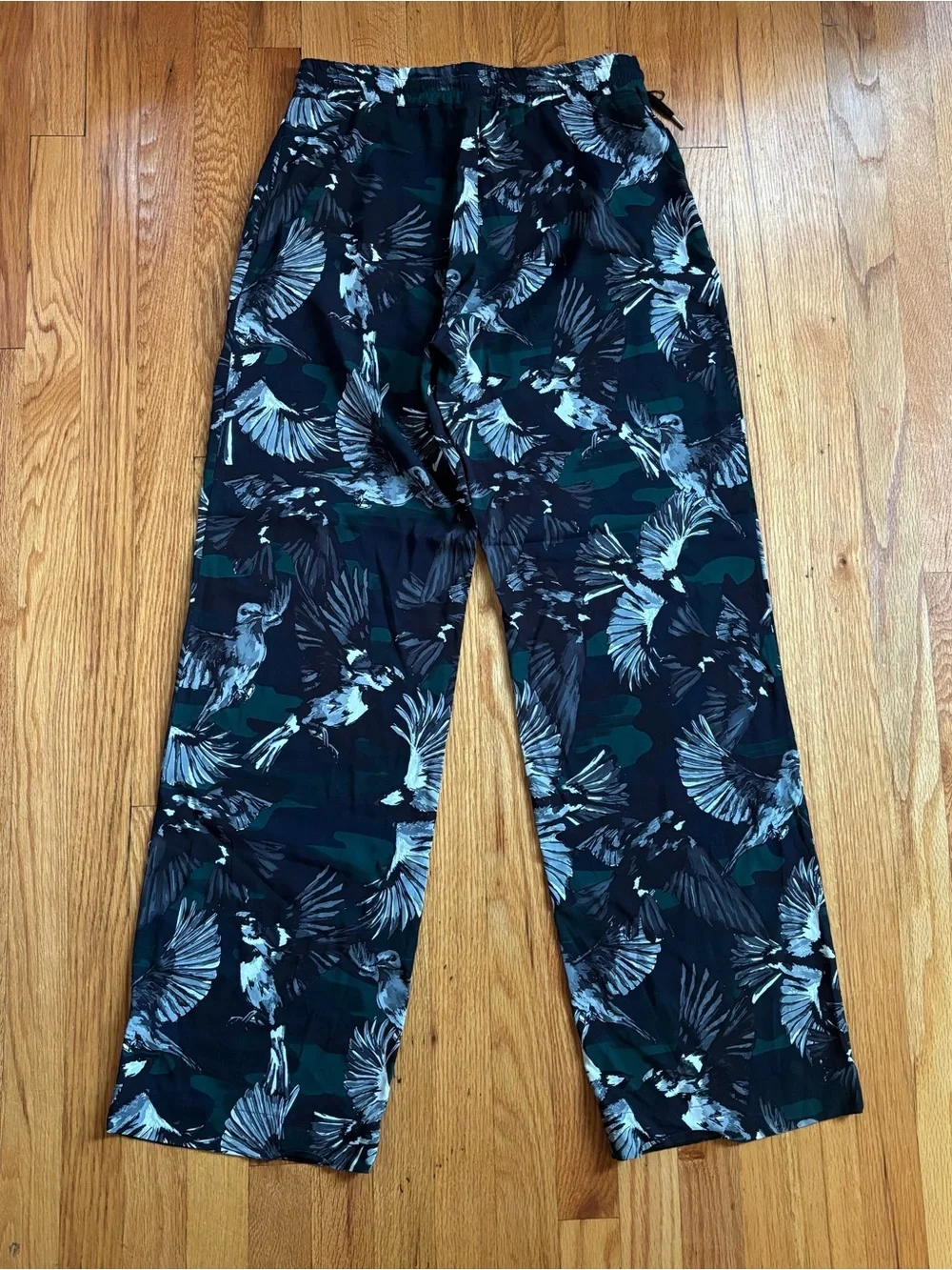 Markus Lupfer Black Joggers with Green and White Bird Print